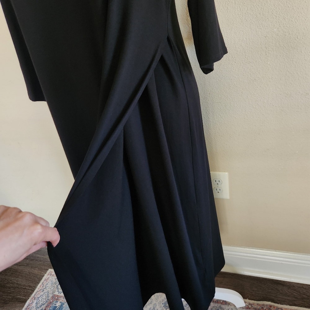 Eileen Fisher Womens Black Jersey Bottom Wrap Maxi Dress Size Large - Picture 4 of 9